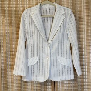 Copley Square Womens 12 Blazer White Lace Single Breasted Vintage Cottagecore
